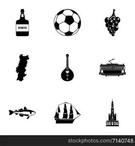 Port town icons set. Simple set of 9 port town vector icons for web isolated on white background. Port town icons set, simple style