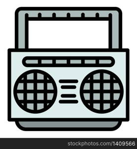 Portable boombox icon. Outline portable boombox vector icon for web design isolated on white background. Portable boombox icon, outline style