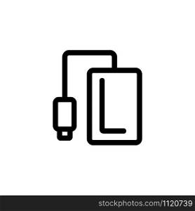 Portable charger for mobile vector icon. A thin line sign. Isolated contour symbol illustration. Portable charger for mobile vector icon. Isolated contour symbol illustration