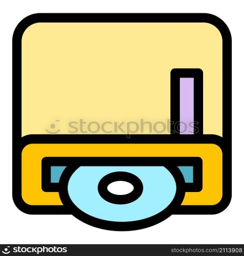 Portable disk writer icon. Outline portable disk writer vector icon color flat isolated. Portable disk writer icon color outline vector