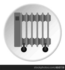 Portable electric heater icon in flat circle isolated on white vector illustration for web. Portable electric heater icon circle