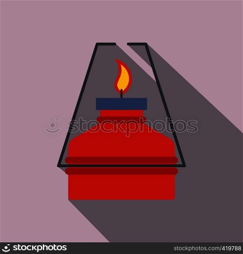 Portable gas burner flat icon on a lilac background. Portable gas burner flat icon