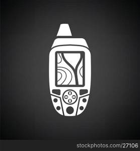 Portable GPS device icon. Black background with white. Vector illustration.