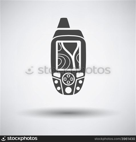 Portable GPS device icon on gray background with round shadow. Vector illustration.. Portable GPS device icon