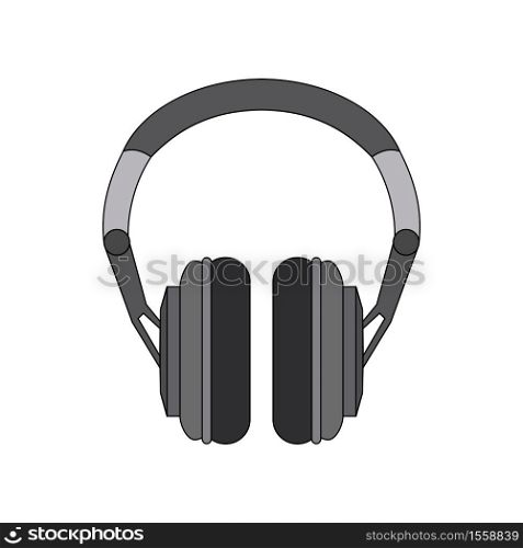 Portable grey headphones icon. Line art isolated illustration for web banner, printing, T-shirt, icon, mobile and your design.. Portable grey headphones icon. Line art isolated illustration