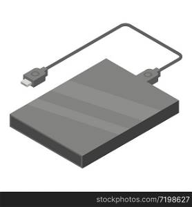 Portable hard drive icon. Isometric of portable hard drive vector icon for web design isolated on white background. Portable hard drive icon, isometric style