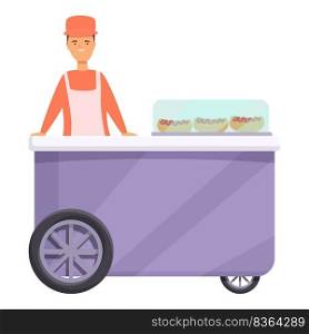 Portable hot dog icon cartoon vector. Food stand. Vendor market. Portable hot dog icon cartoon vector. Food stand