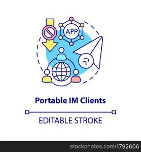 Portable IM client concept icon. Instant messenger service for mobile. Messaging software abstract idea thin line illustration. Vector isolated outline color drawing. Editable stroke. Portable IM client concept icon