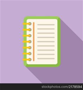 Portable notebook icon flat vector. Paper hand. Letter text. Portable notebook icon flat vector. Paper hand