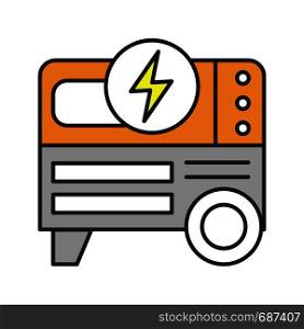 Portable power generator color icon. Home electric generator. Isolated vector illustration. Portable power generator color icon