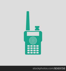 Portable radio icon. Gray background with green. Vector illustration.