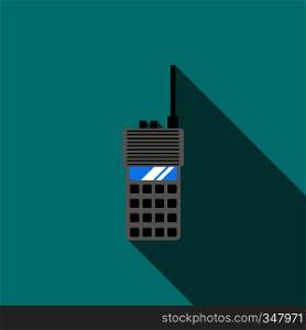 Portable radio transceiver icon in flat style with long shadow. Portable radio transceiver icon, flat style