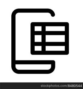 Portable spreadsheet table format on a smartphone