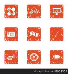 Portable telephone icons set. Grunge set of 9 portable telephone vector icons for web isolated on white background. Portable telephone icons set, grunge style