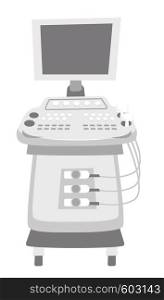 Portable ultrasound diagnostic machine. Medical diagnostic equipment. Vector cartoon illustration isolated on white background.. Ultrasound diagnostic machine vector illustration.