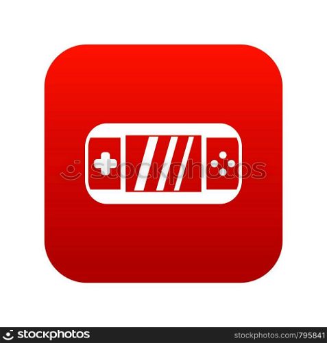 Portable video game console icon digital red for any design isolated on white vector illustration. Portable video game console icon digital red