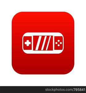 Portable video game console icon digital red for any design isolated on white vector illustration. Portable video game console icon digital red