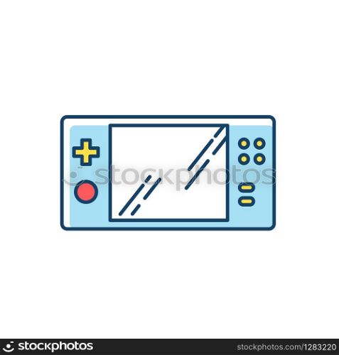 Portable video game console RGB color icon. Handheld gaming gadget with buttons. Pocket electronic device for playing games. Entertainment. Technology. Isolated vector illustration