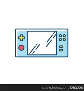 Portable video game console RGB color icon. Handheld gaming gadget with buttons. Pocket electronic device for playing games. Entertainment. Technology. Isolated vector illustration