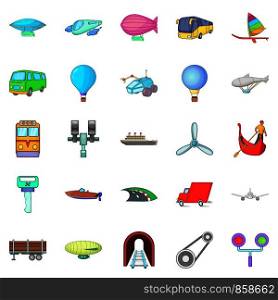 Portage icons set. Cartoon set of 25 portage vector icons for web isolated on white background. Portage icons set, cartoon style