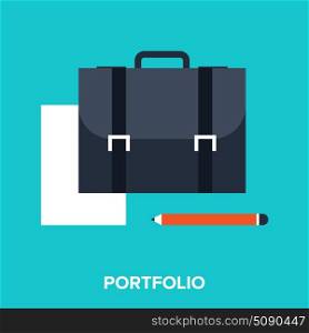 portfolio. Abstract vector illustration of portfolio flat design concept.