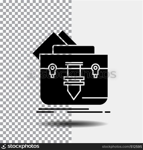 portfolio, Bag, file, folder, briefcase Glyph Icon on Transparent Background. Black Icon. Vector EPS10 Abstract Template background