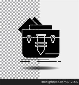 portfolio, Bag, file, folder, briefcase Glyph Icon on Transparent Background. Black Icon. Vector EPS10 Abstract Template background