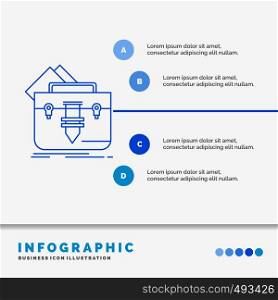portfolio, Bag, file, folder, briefcase Infographics Template for Website and Presentation. Line Blue icon infographic style vector illustration. Vector EPS10 Abstract Template background