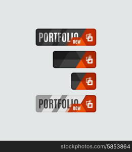 Portfolio button, futuristic hi-tech UI design. Website, mobile applications icon, online design, business, gui or ui