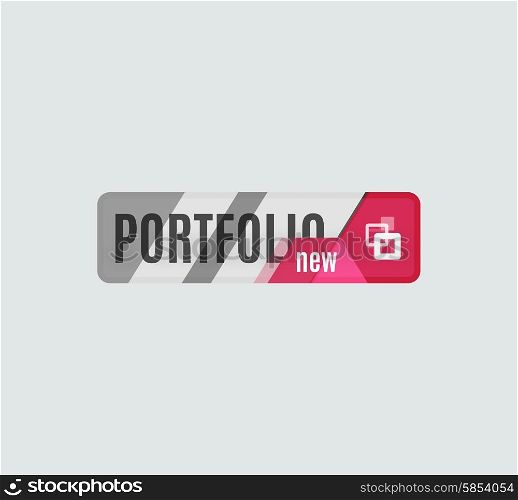 Portfolio button, futuristic hi-tech UI design. Website, mobile applications icon, online design, business, gui or ui