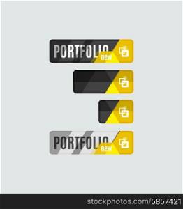 Portfolio button, futuristic hi-tech UI design. Website, mobile applications icon, online design, business, gui or ui