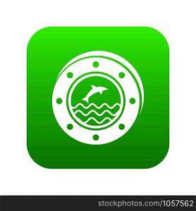 Porthole icon green vector isolated on white background. Porthole icon green vector