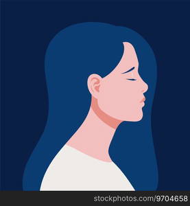 Portrait a sad woman in profile Royalty Free Vector Image