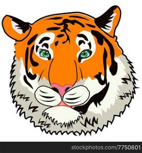 Portrait animal tiger on white background is insulated. Vector illustration of the portrait of the wildlife tiger
