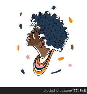 Portrait beatfull African woman, human rights, fight racism. Line art, minimalism style. Black history month illustration.. Portrait beatifull African woman, human rights, fight racism. Line art, minimalism style. Black history month illustration.