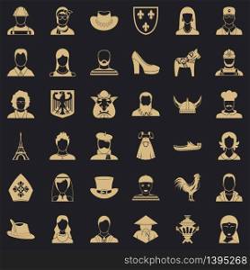 Portrait icons set. Simple style of 36 portrait vector icons for web for any design. Portrait icons set, simle style