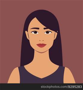 Portrait of a beautiful woman in flat style. Avatar for social media. Abstract female portrait