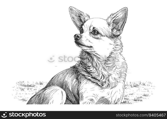 Portrait of a chihuahua dog hand drawn. Vector illustration design.
