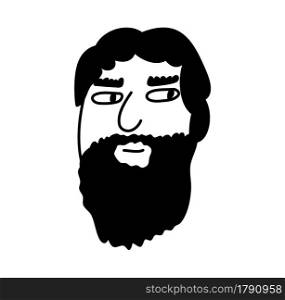 Portrait of a hipster man with beard in Scandinavian style. Illustration of avatar doodle man. Hand drawn face people isolated on white background.. Portrait of a hipster man with beard in Scandinavian style. Illustration of avatar doodle man. Hand drawn face people isolated on white background