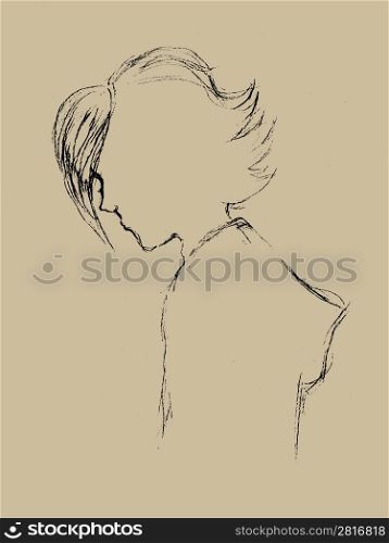portrait of the boy on brown background, vector illustration