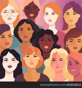 Portrait of women's. Diversity. Vector illustration.