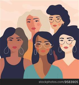 Portrait of women's. Diversity. Vector illustration.