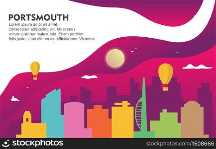 Portsmouth City Building Cityscape Skyline Dynamic Background Illustration