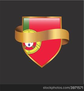 Portugal flag Golden badge design vector