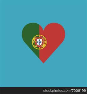 Portugal flag icon in a heart shape in flat design. Independence day or National day holiday concept.