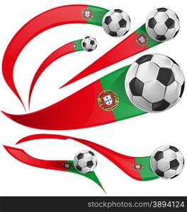 portugal flag set with soccer ball