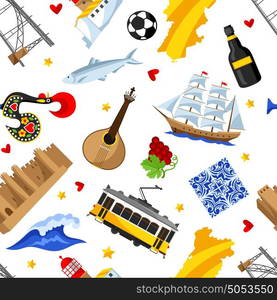 Portugal seamless pattern. Portuguese national traditional symbols and objects. Portugal seamless pattern. Portuguese national traditional symbols and objects.