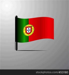 Portugal waving Shiny Flag design vector