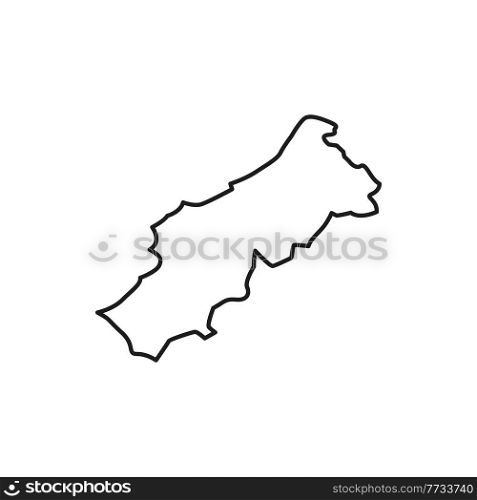 Portuguese Republic isolated map thin line icon. Vector Portugal political map, European State travel landmark. Republica Portuguesa maps silhouette. Cartography and topography, geography symbol. Map of Portugal line silhouette, portuguese state