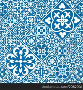 Portuguese seamless pattern with azulejo tiles. Gorgeous seamless patchwork pattern from colorful Moroccan tiles, ornaments. wallpaper, pattern fills, web page background,surface textures.. Portuguese seamless pattern with azulejo tiles. Gorgeous seamless patchwork pattern from colorful Moroccan tiles, ornaments